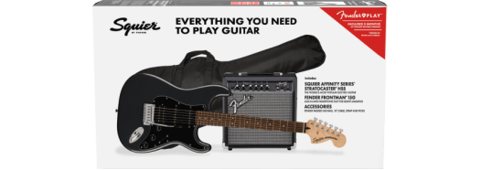 Squier  Affinity Series Stratocaster HSS Pack, Laurel Fingerboard, Charcoal Frost Metallic, Gig Bag, 15G - 120V