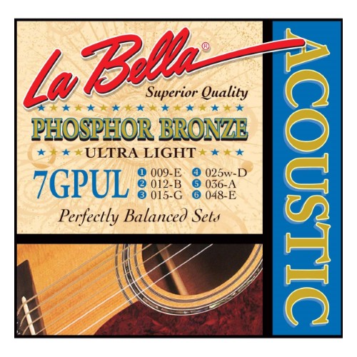 La Bella 7GPM Phosphor Bronze Acoustic Guitar - Medium 13-56