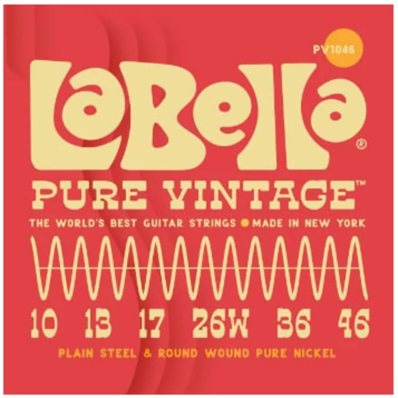 La Bella PV1046 Pure Vintage Electric Guitar Strings, Regular 10-46