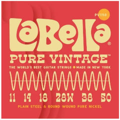 La Bella PV1150 Pure Vintage Electric Guitar Strings, Blues Light 11-50