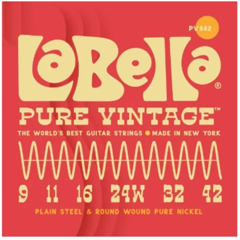 La Bella PV942 Pure Vintage Electric Guitar Strings, Extra Light 9-42