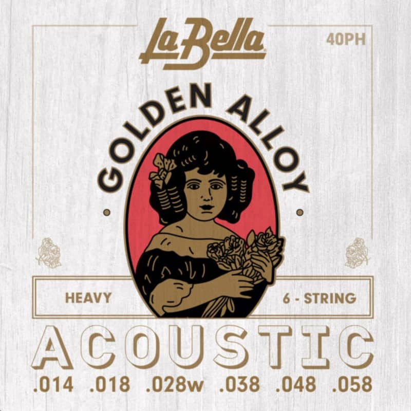 La Bella 40PH Golden Alloy Acoustic Guitar - Heavy 14-58