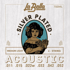 La Bella 700ML Silver-Plated Acoustic Guitar - Medium Light