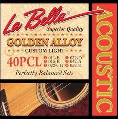 La Bella 40PCL Golden Alloy Acoustic Guitar - Custom Light 11-52