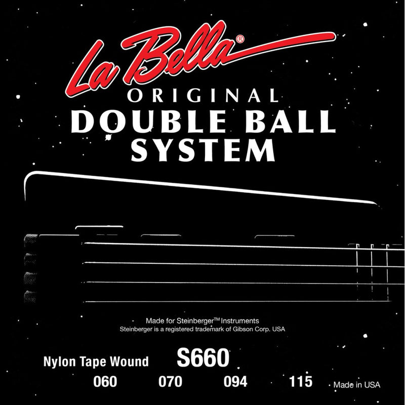 La Bella S660 Double Ball Bass Black Nylon Tape Wound - Light 60-115