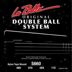 La Bella S660 Double Ball Bass Black Nylon Tape Wound - Light 60-115