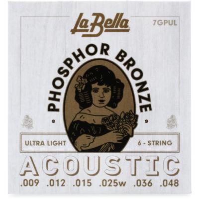 La Bella 7GPS Phosphor Bronze Acoustic Guitar Strings - Light 12-52