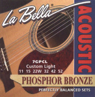 La Bella 7GPCL Phosphor Bronze Acoustic Guitar Strings - Custom Light 11-52