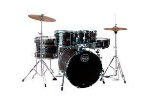 Mapex Comet Series 5-Piece Drum Set with Hardware, Cymbals and 22" Bass Drum - Ebony Yellow Grain