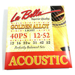 La Bella 40PS Golden Alloy Acoustic Guitar - Light 12-52