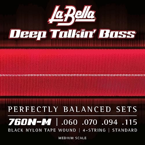 La Bella 760N-M Black Nylon Tape - Standard 60-115, Medium Scale