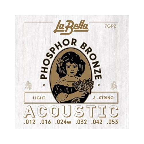 La Bella 7GPZ Phosphor Bronze Acoustic Guitar Strings - Light 12-53