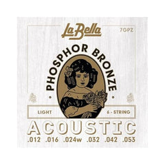 La Bella 7GPZ Phosphor Bronze Acoustic Guitar Strings - Light 12-53