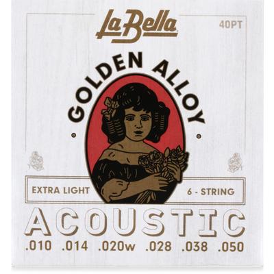 La Bella 40PT Golden Alloy Acoustic Guitar - Extra Light 10-50