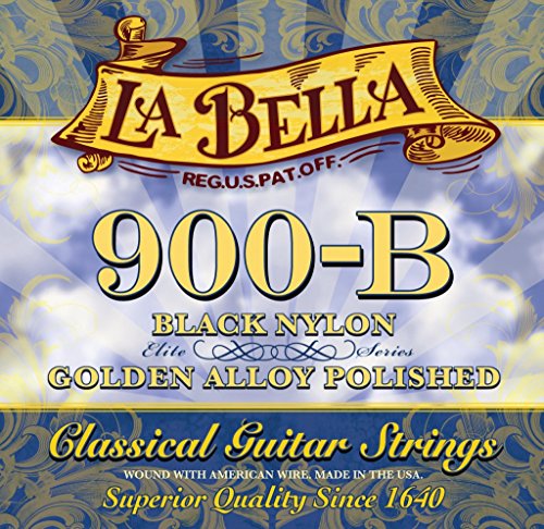 La Bella 900-B Elite - Black Nylon, Polished Golden Alloy