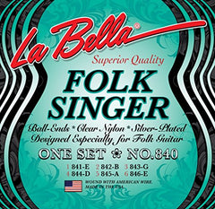 La Bella 840 Folksinger - Ball-Ends, Clear Nylon, Silver-Plated