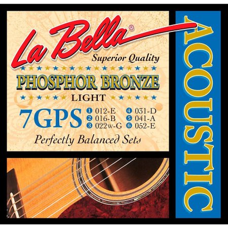 La Bella 7GPS Phosphor Bronze Acoustic Guitar Strings - Light 12-52