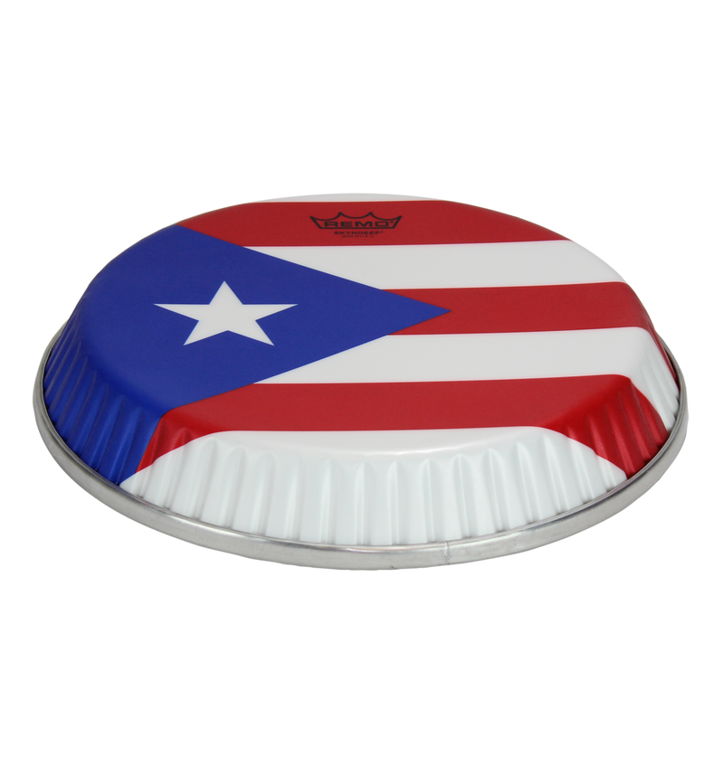 Remo Conga Drumhead (T)(P), Symmetry, 11.75" D4, Skyndeep, 'Puerto Rican Flag' Graphic
