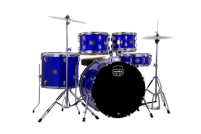 Mapex CM5294FTCIB Comet Series 5-Piece Drum Set with Hardware, Cymbals and 22" Bass Drum - Indigo Blue