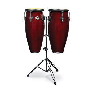 LP Aspire 10-inch and 11-inch Dark Wood Conga Set with Double Stand LPA646-DW