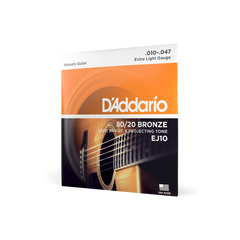D'Addario EJ10 10-47 Extra Light, 80/20 Bronze Acoustic Guitar Strings