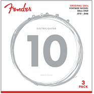 Fender Original 150 Guitar Strings, Pure Nickel Wound, Ball End, 150R .010-.046 Gauges, 3-Pack