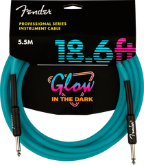 Fender 0990818108 Professional Series Glow in the Dark Blue Instrument Cable - 18.6 Feet
