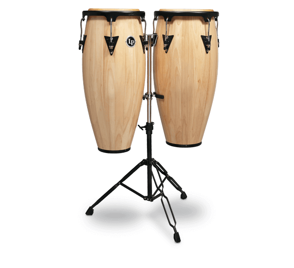 Latin Percussion Aspire Wood Conga/Tumba Set with Stand - 11/12 inch Natural Wood