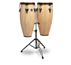 Latin Percussion Aspire Wood Conga/Tumba Set with Stand - 11/12 inch Natural Wood